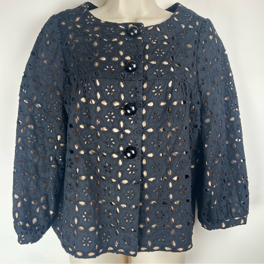 Charles Gray London Black Eyelet Jacket sz XL Career Country Club Church